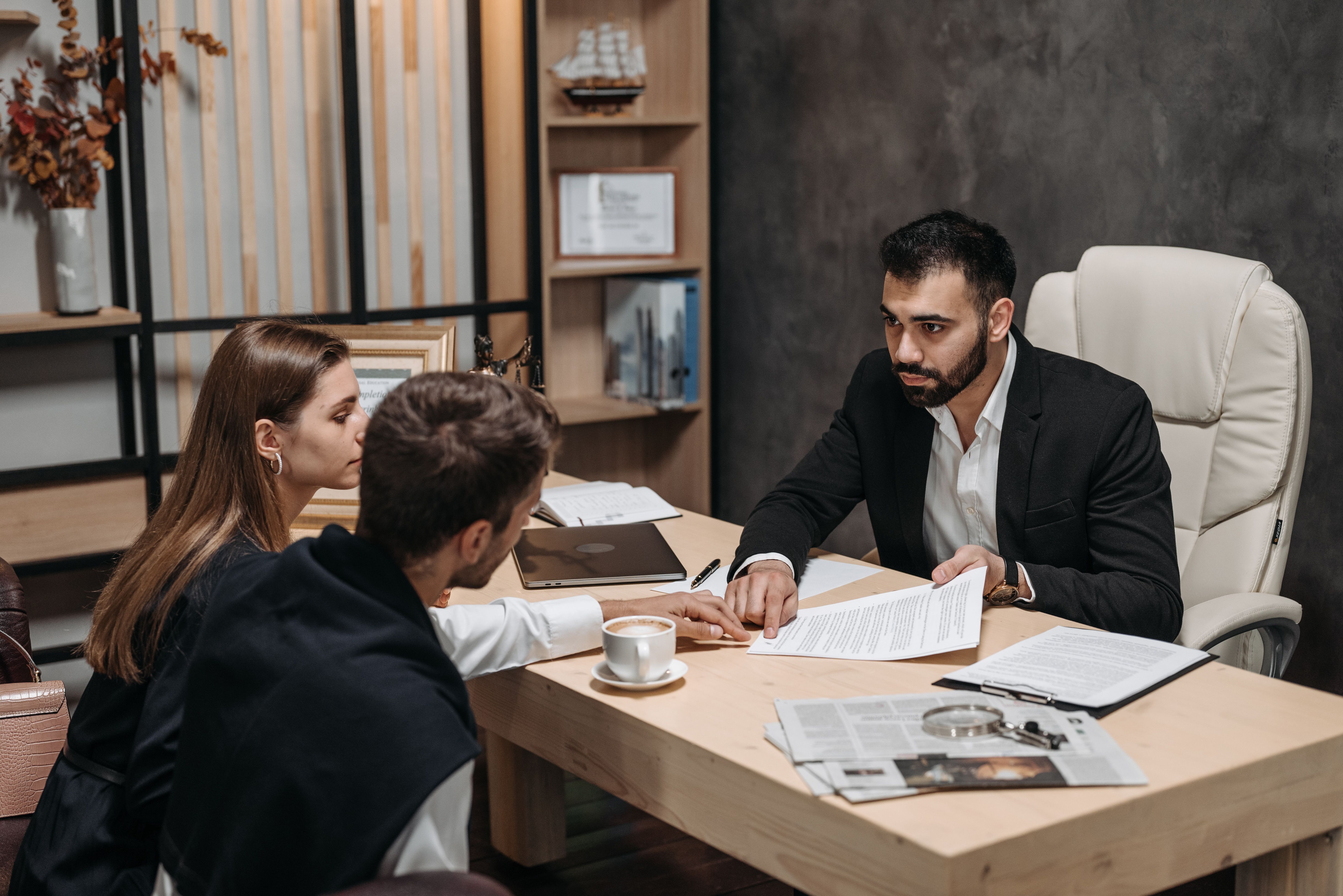 Professional law office with legal documents and workspace